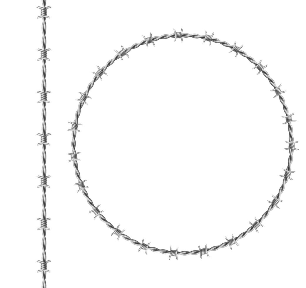 Circle frame and border from steel barbwire vector