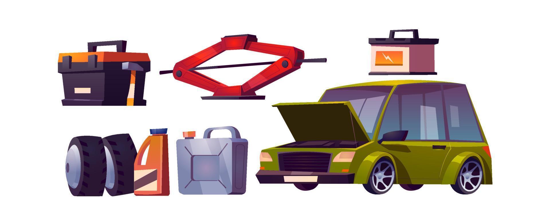 Set of car repair shop, auto maintenance vector