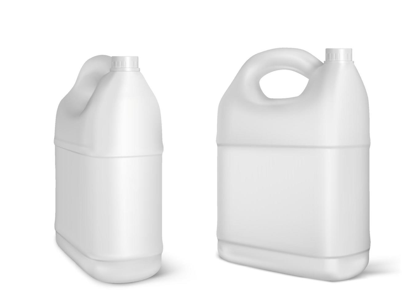 Plastic canisters, white jerrycan isolated bottles vector