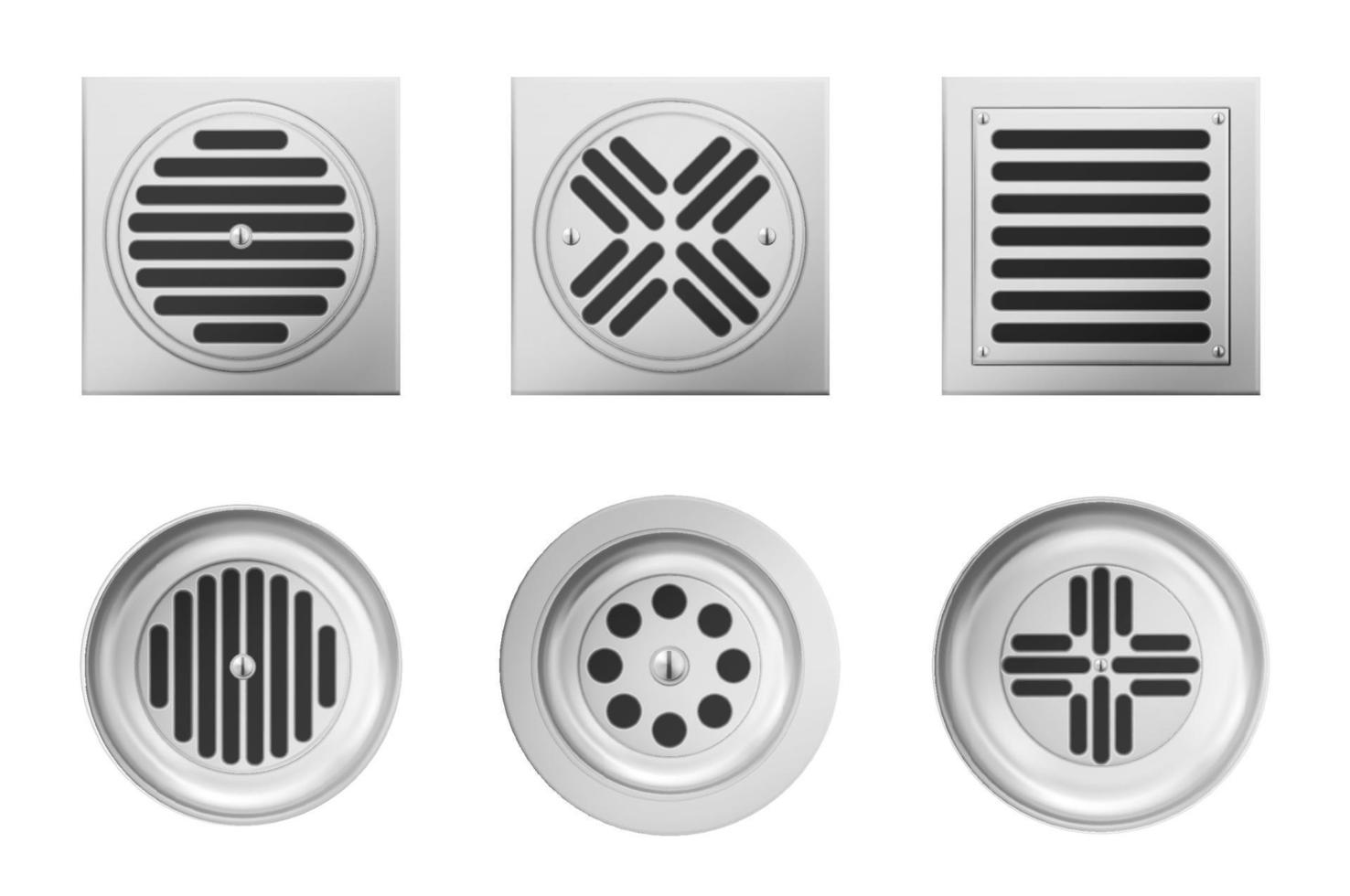 Metal drainage grates for shower or sink vector