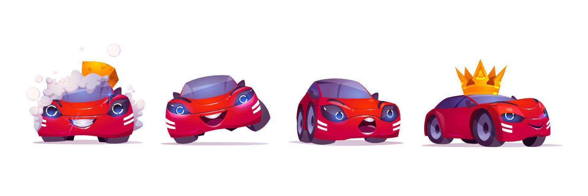 personaje de coche de dibujos animados lavado con espuma, vip. vector