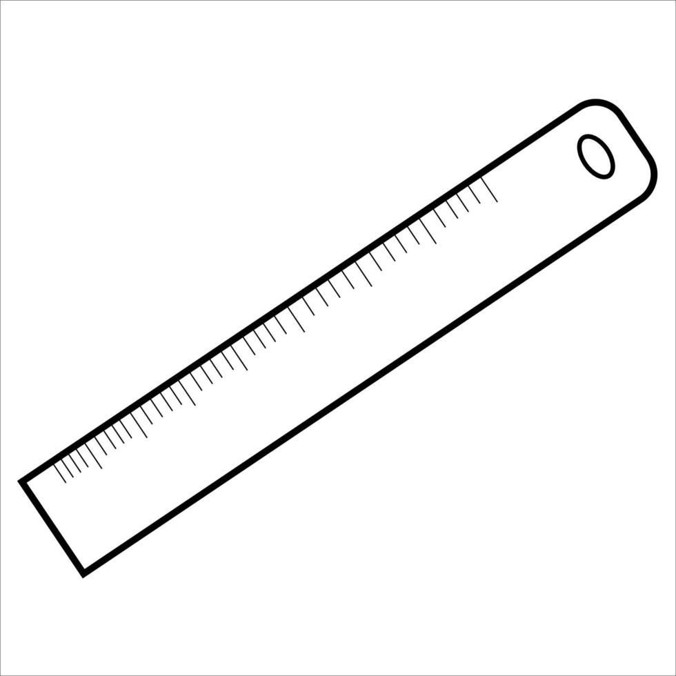 Vector, Image of iron ruler, Black and white color, with transparent background vector