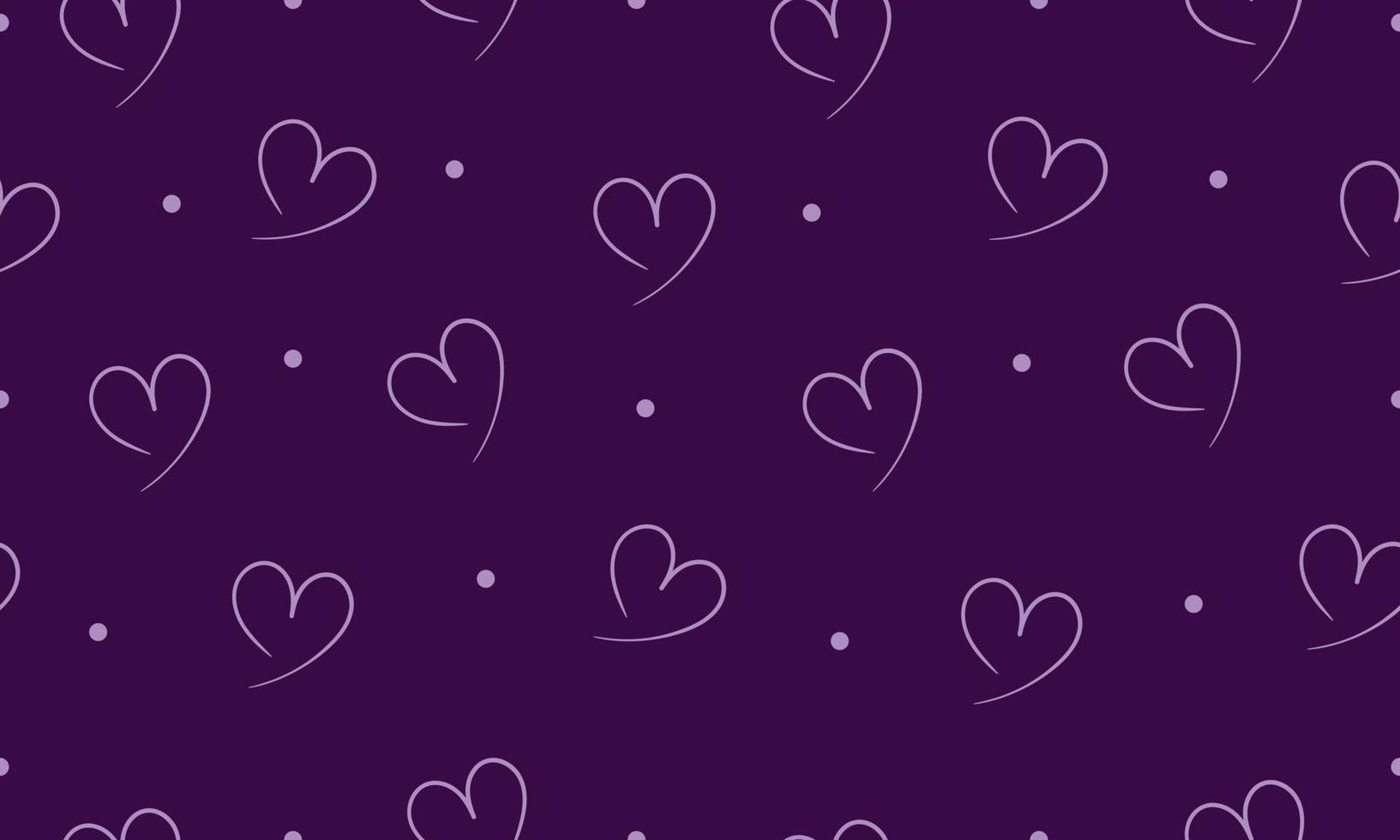 Seamless pattern of purple hearts and polka dots on a purple background vector