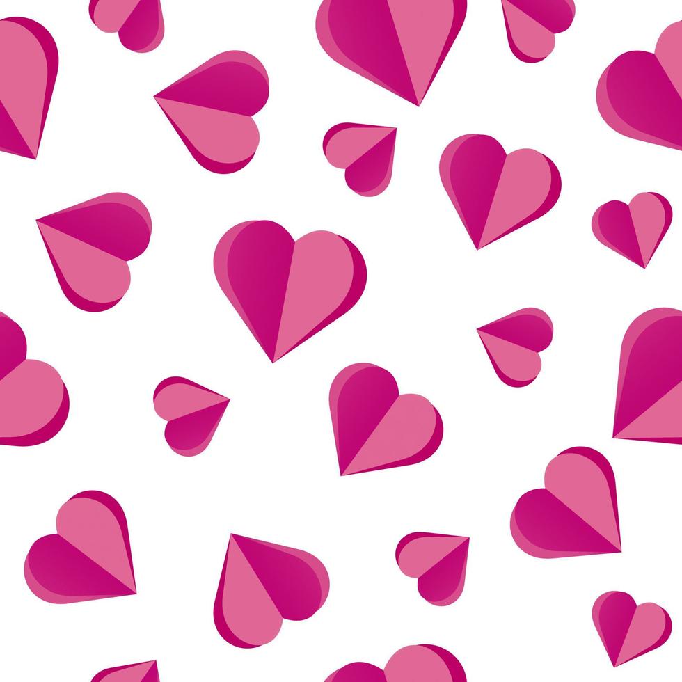 Seamless pattern of pink hearts on a white background vector