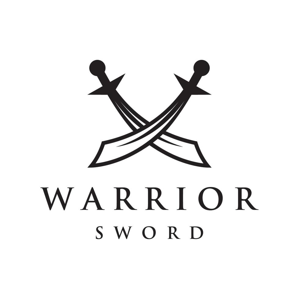 Sword, shield ,excalibur vintage silhouette logo template design. vector
