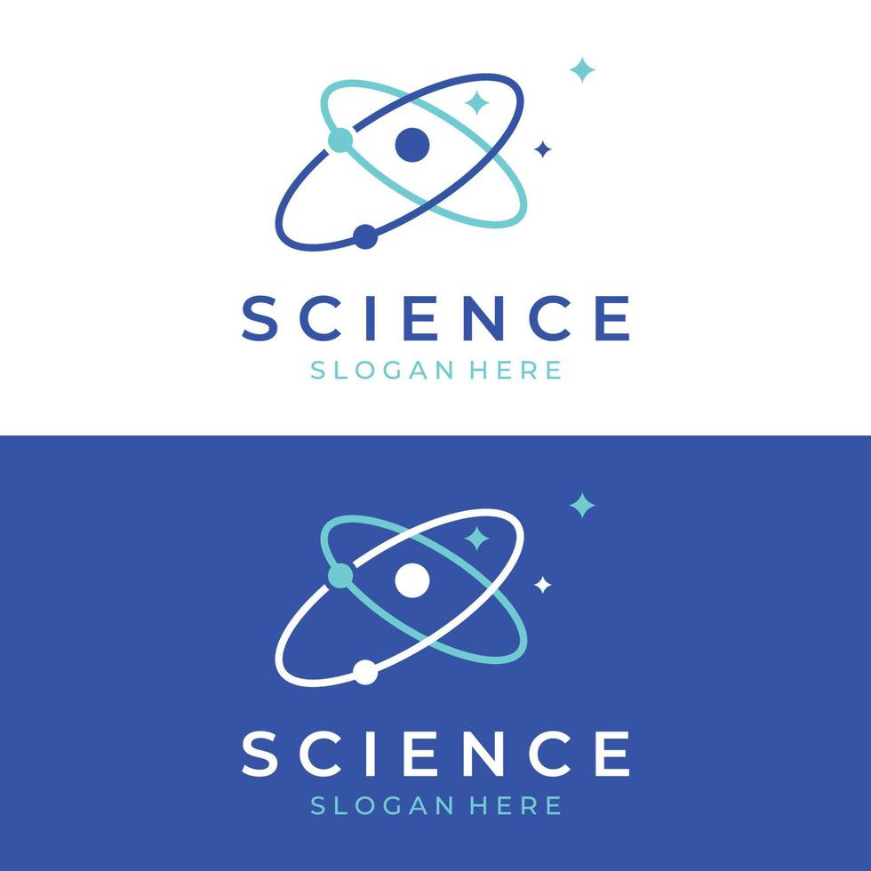 Modern science particle or molecule element logo design. Logo for science,atom,biology,technology,physics,lab. vector