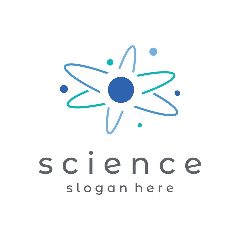 diseño de logotipo de elemento de molécula o partícula de ciencia moderna. logotipo para ciencia, átomo, biología, tecnología, física, laboratorio. vector