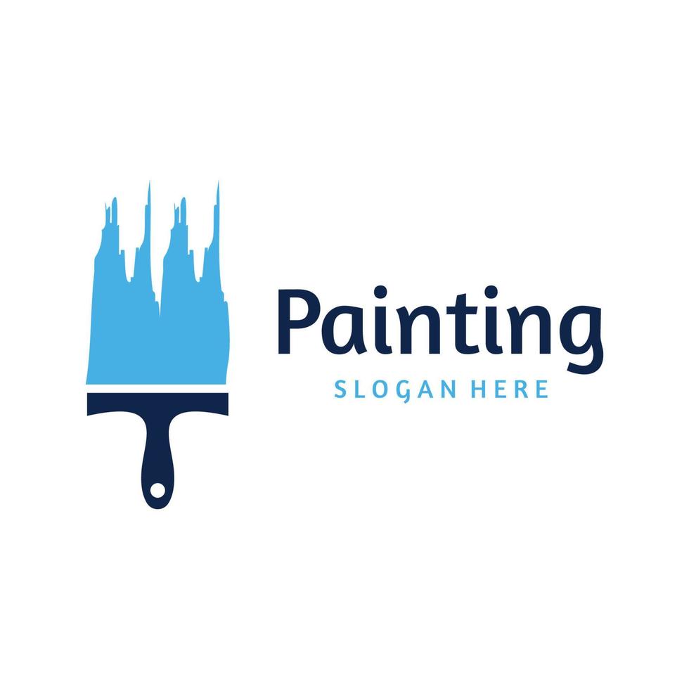 diseño creativo de plantilla de logotipo de pintura de casa y pincel abstracto. con signo de pincel y pinceladas modernas en colores coloridos. logotipo para empresa, empresa de pintura y taller de pintura. vector