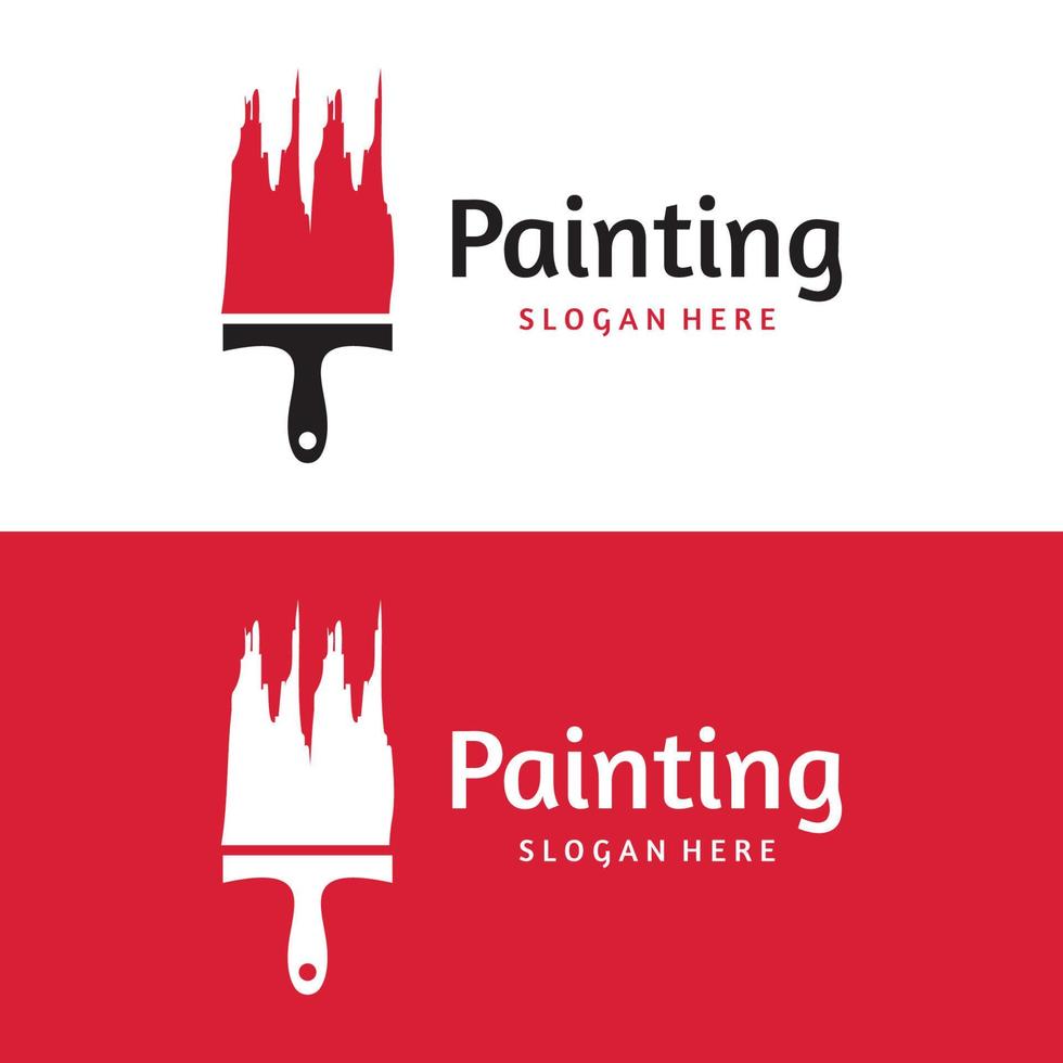Abstract paint brush and house paint logo template creative design.With