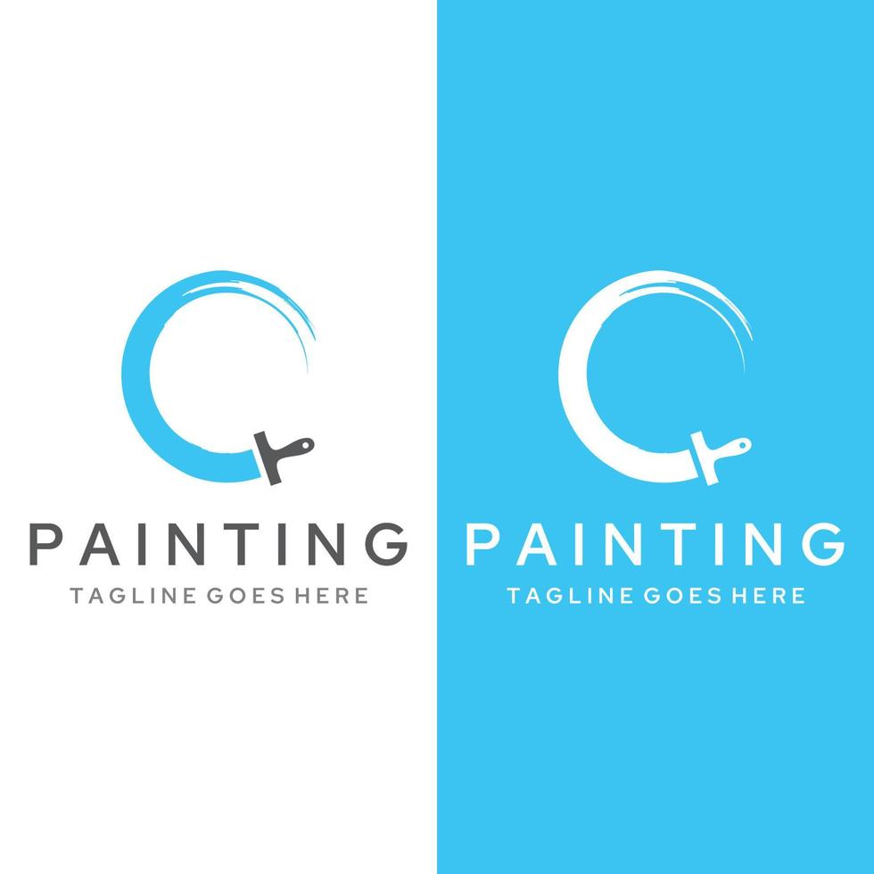 diseño creativo de plantilla de logotipo de pintura de casa y pincel abstracto. con signo de pincel y pinceladas modernas en colores coloridos. logotipo para empresa, empresa de pintura y taller de pintura. vector