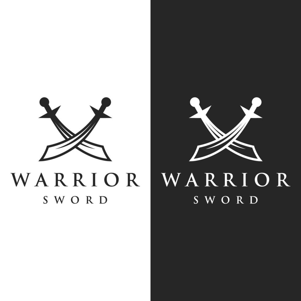 Sword, shield ,excalibur vintage silhouette logo template design. vector