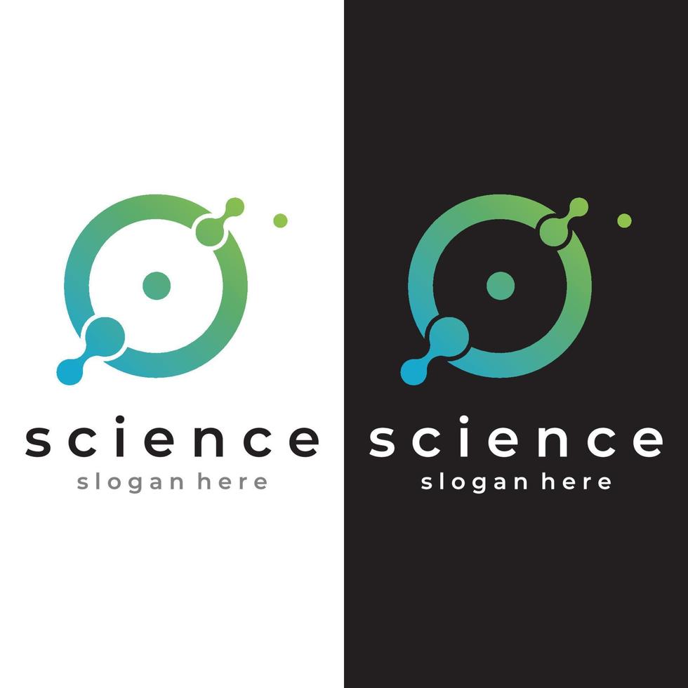 diseño de logotipo de elemento de molécula o partícula de ciencia moderna. logotipo para ciencia, átomo, biología, tecnología, física, laboratorio. vector