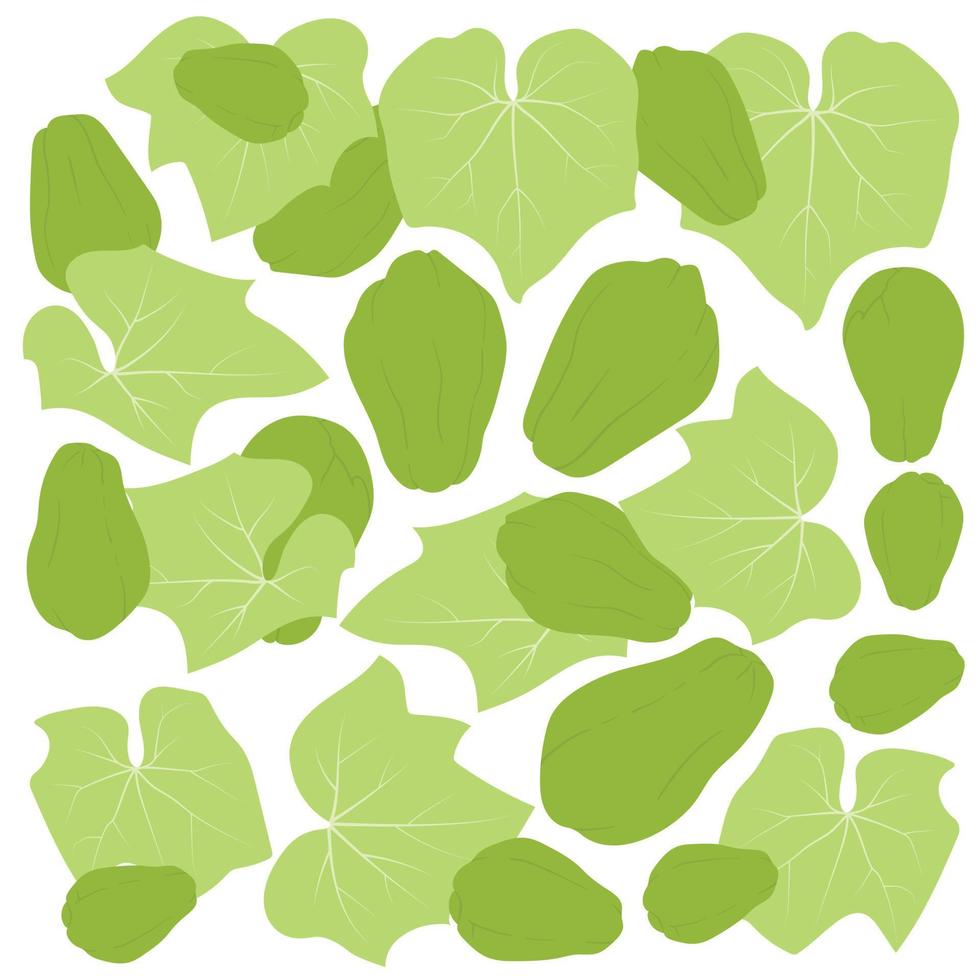 fondo de estampado de chayote verde en diseño plano vector