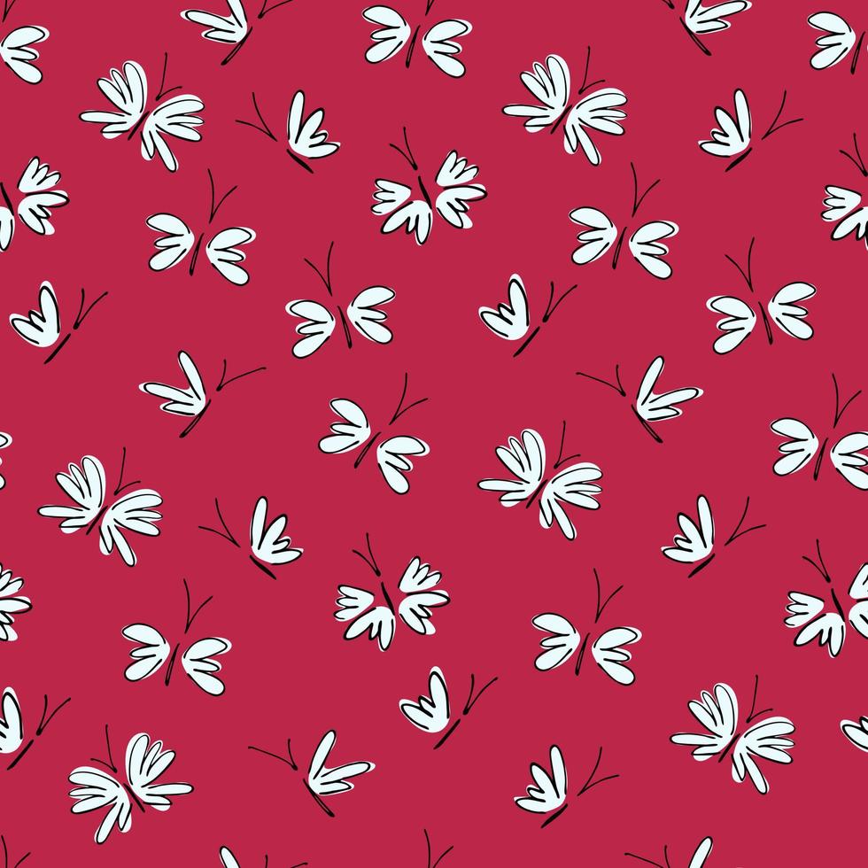 Seamless pattern. Hand drawn Fika koffe cups decorated with patterns in Scandinavian style in Color of The Year, Viva Magenta. For wrapping paper, other design projects vector