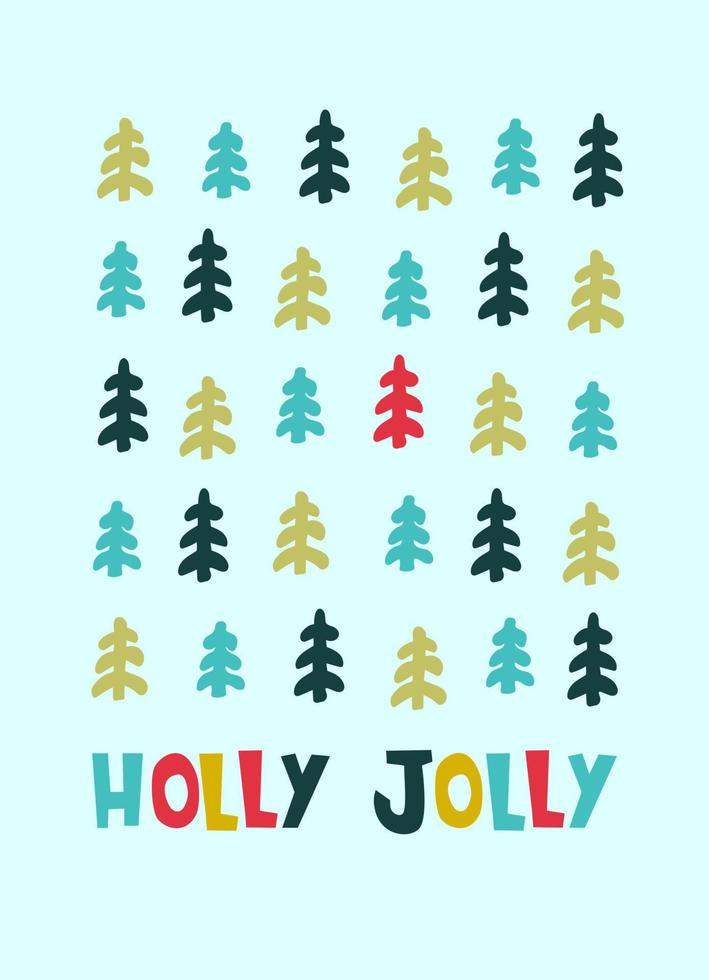 Christmas greeting card design template. Merry Christmas, Holly Jolly, Yappy New Year,  hand lettering vector
