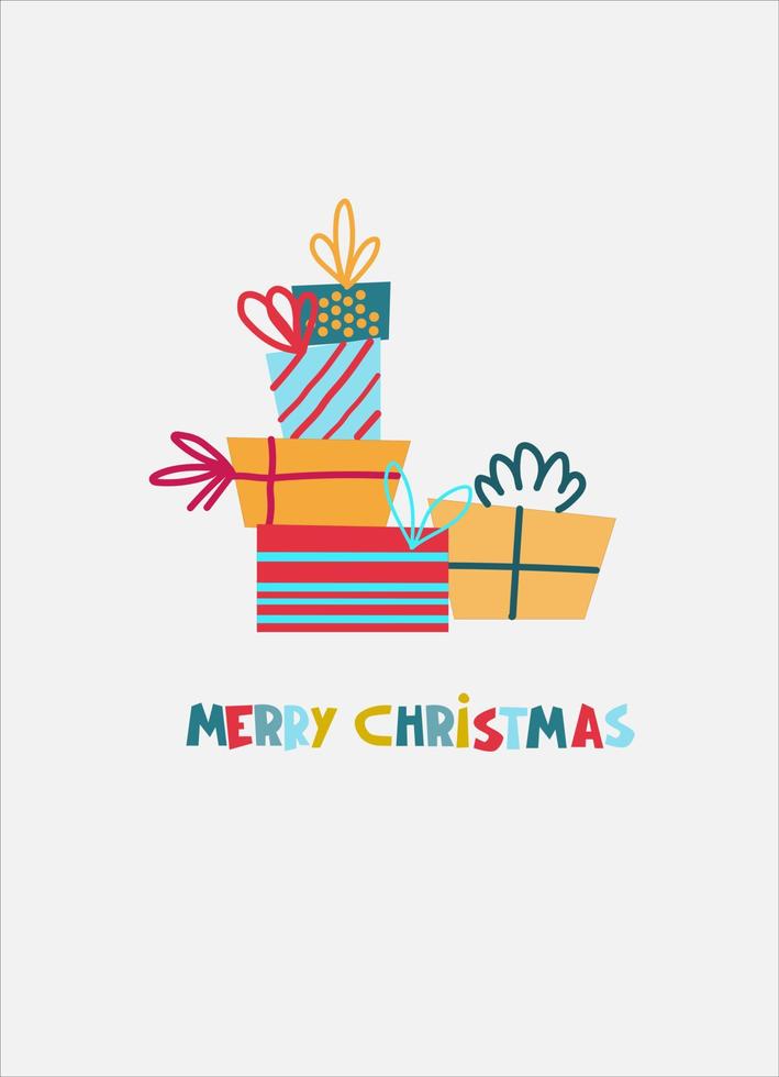 plantilla de diseño de tarjeta de felicitación de navidad. feliz navidad, holly jolly, feliz año nuevo, letras a mano vector