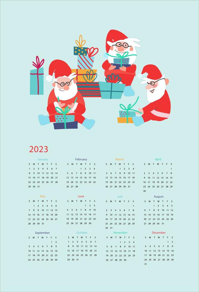 plantilla de vector de calendario para el año 2023