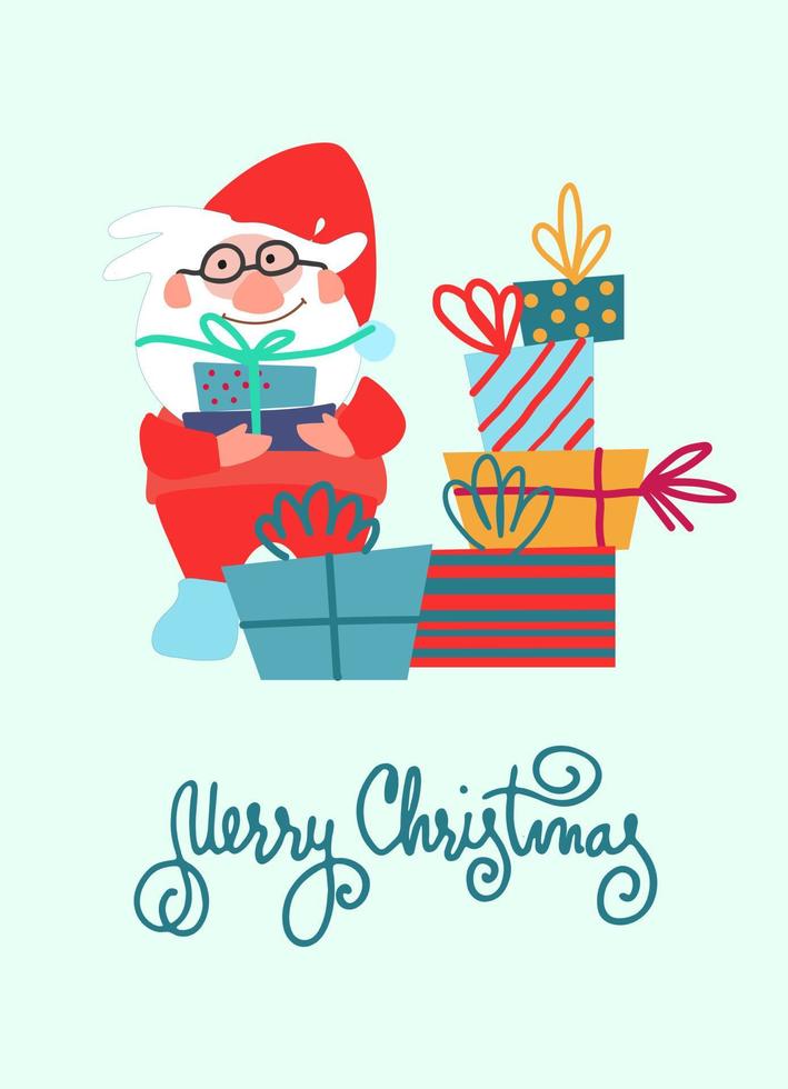 plantilla de diseño de tarjeta de felicitación de navidad. feliz navidad, holly jolly, feliz año nuevo, letras a mano vector