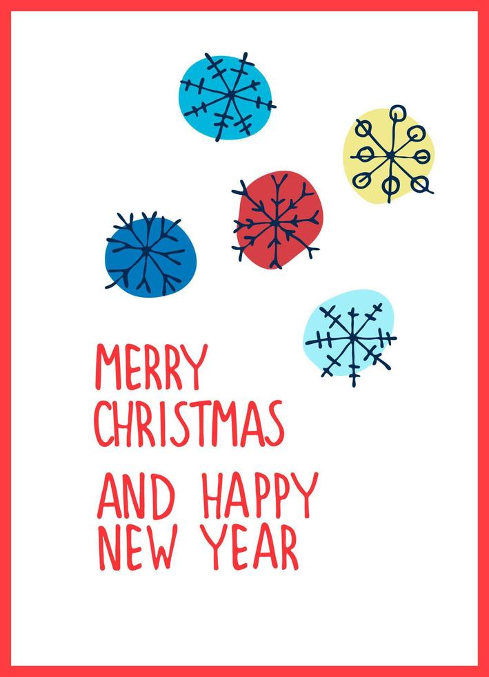 Christmas greeting card design template. Merry Christmas, Holly Jolly, Yappy New Year,  hand lettering vector