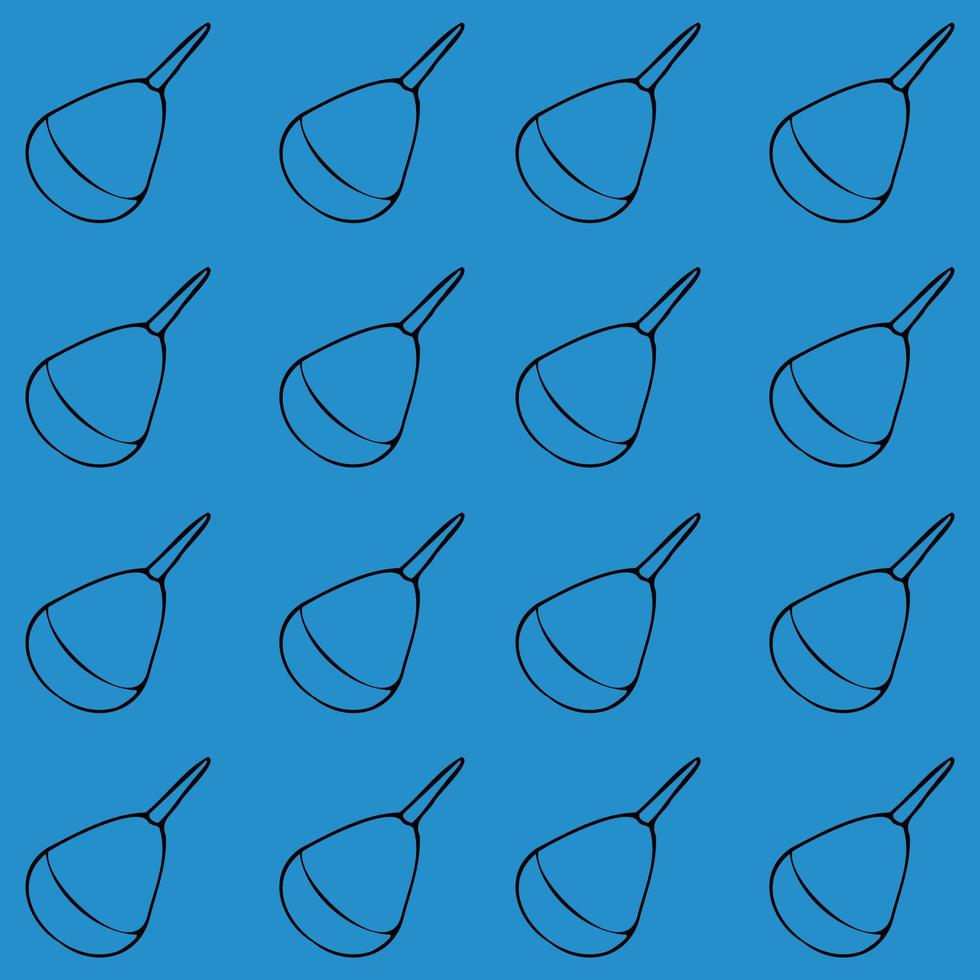 Pattern Outline of a medical enema on a blue background. Vector Doodle illustrations. EPS10
