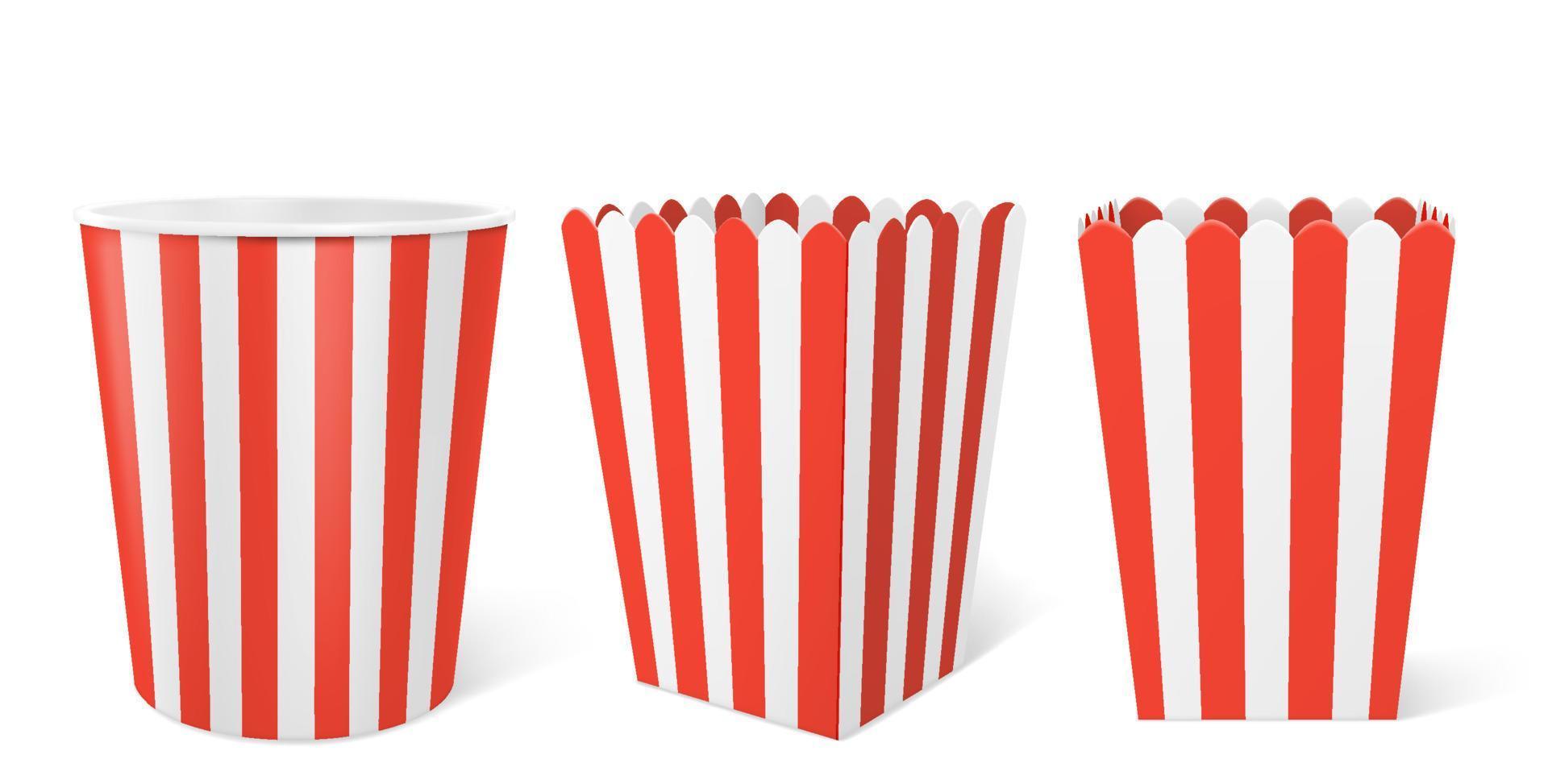 Striped paper box for popcorn in cinema vector