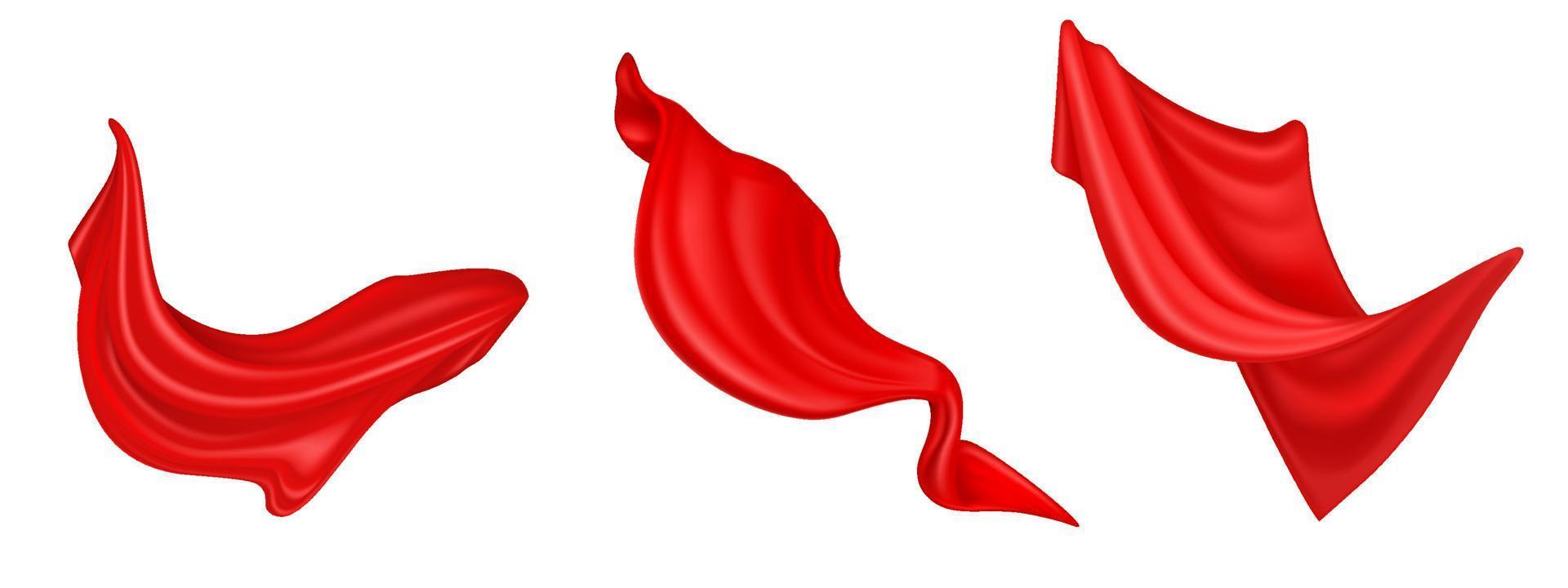 vector realista tela de seda roja voladora