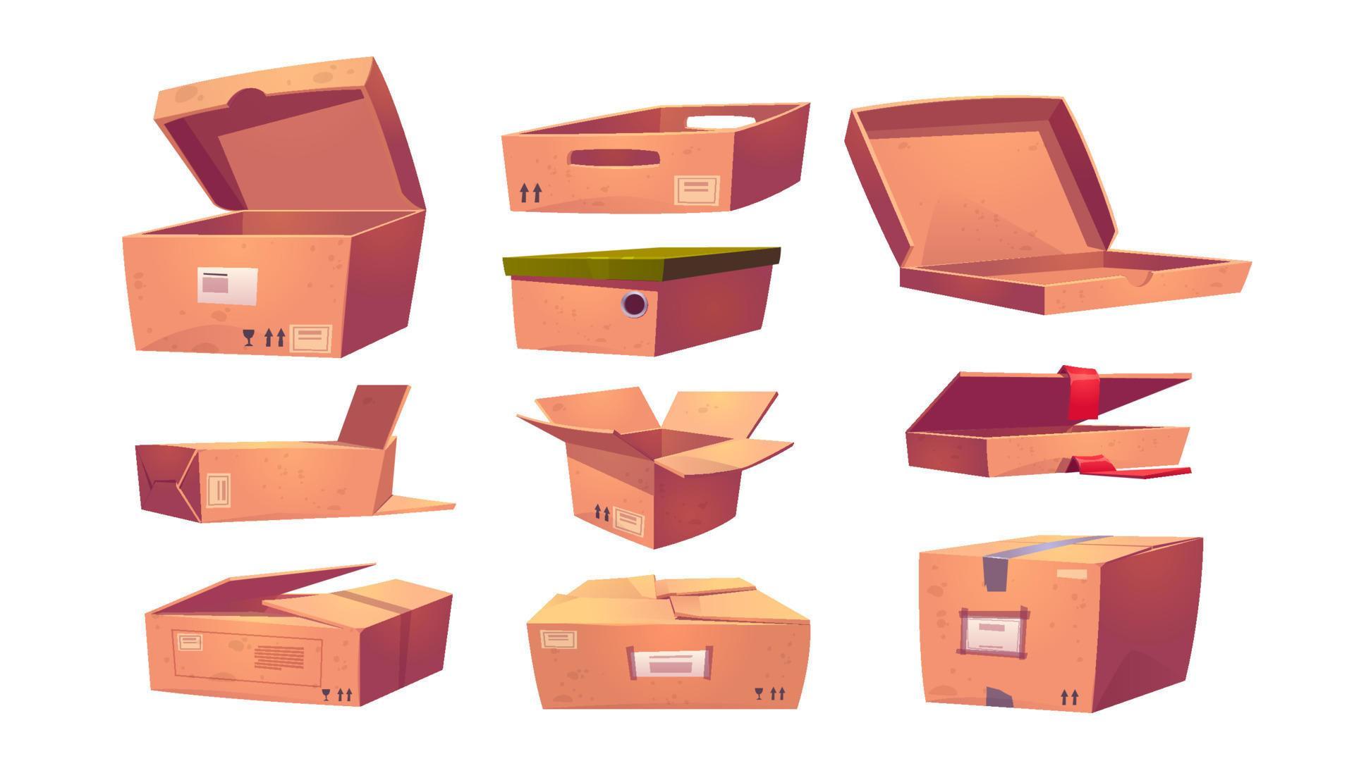 Empty cardboard boxes different shapes 15485610 Vector Art at Vecteezy