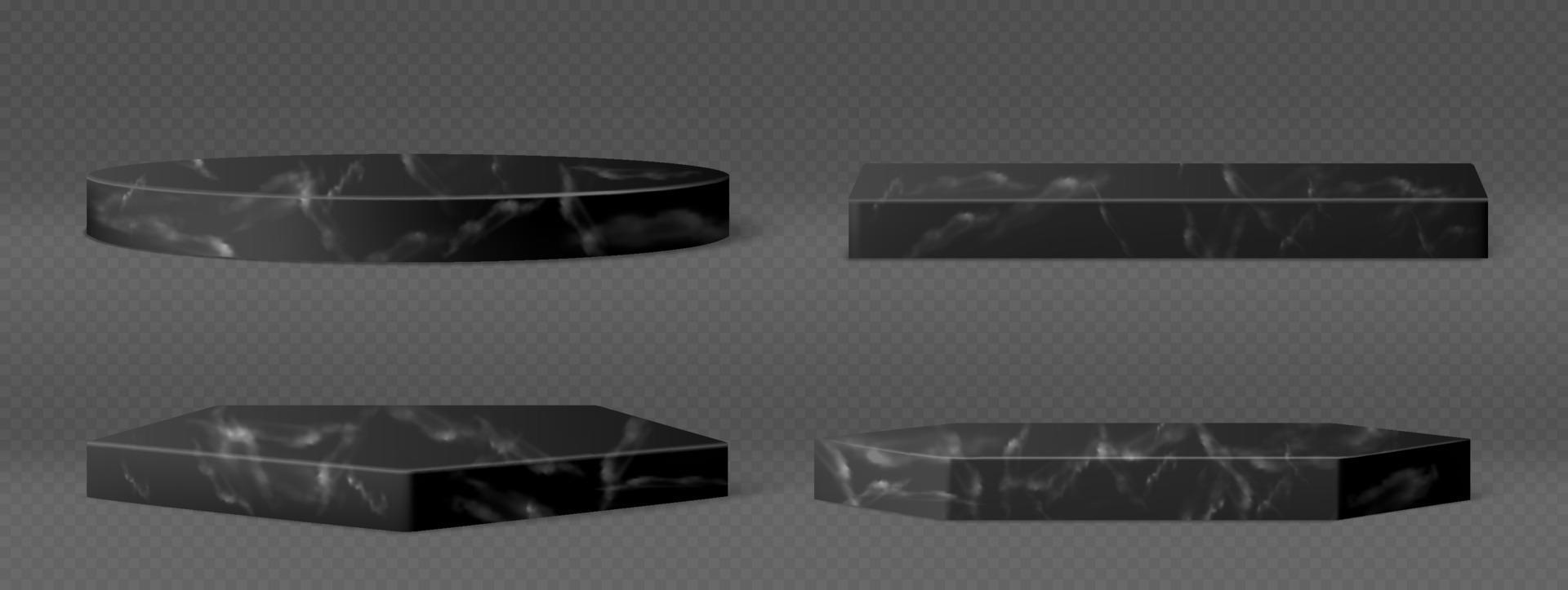 Black marble pedestals for display product vector