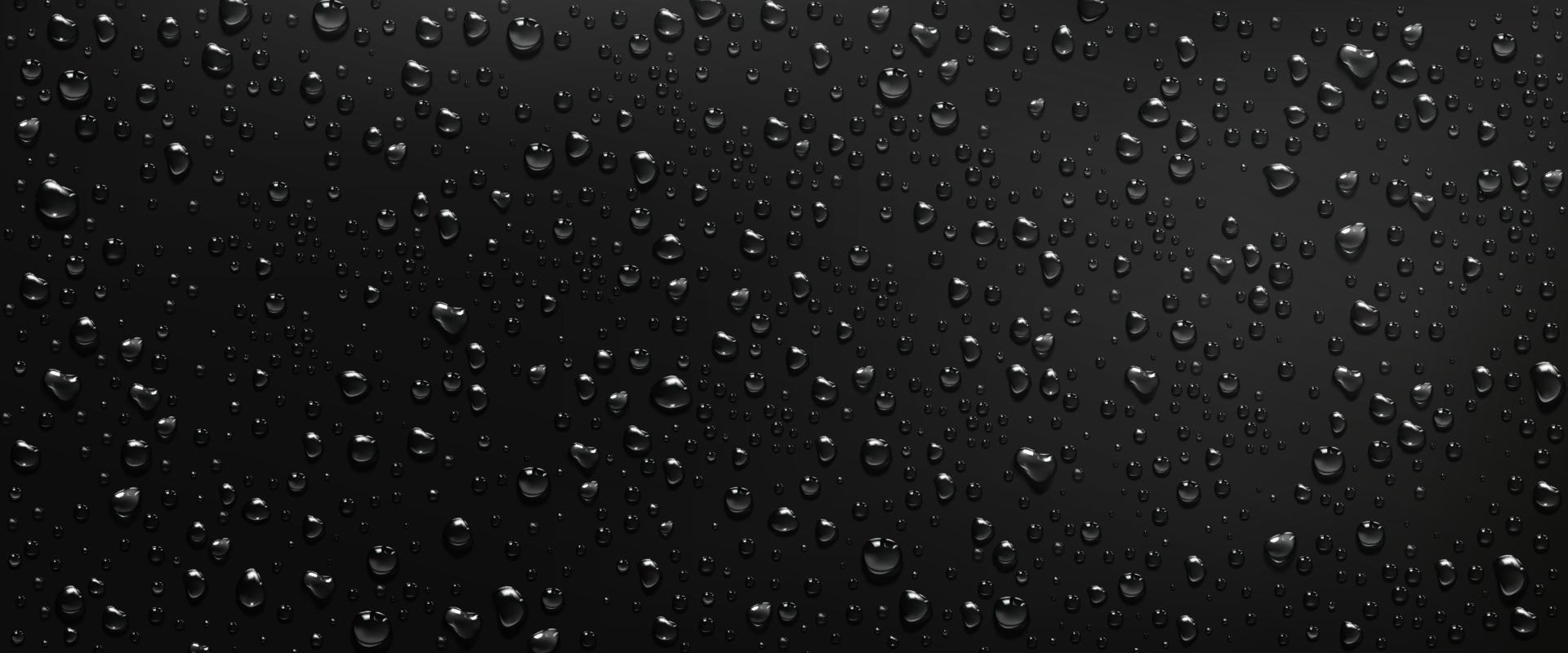 gotas de agua de condensación sobre fondo de vidrio negro vector