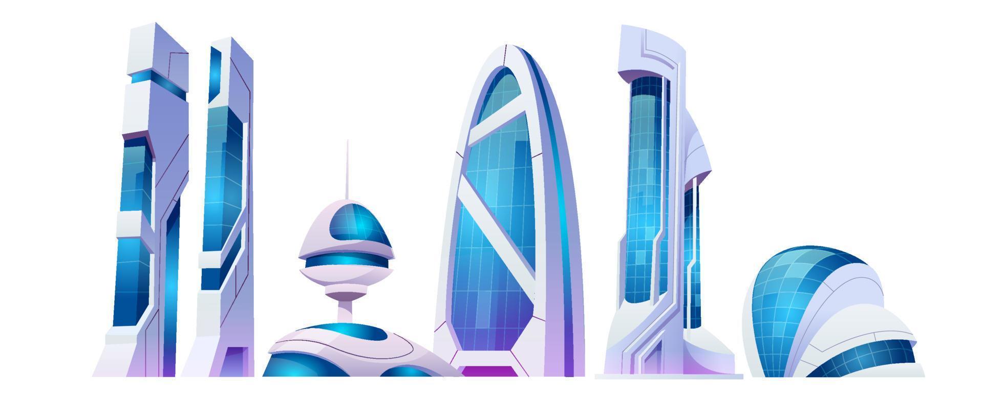 edificios futuristas de la ciudad futura con fachada de vidrio vector
