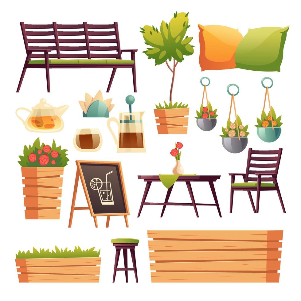 Cafe or restaurant terrace with flowers vector