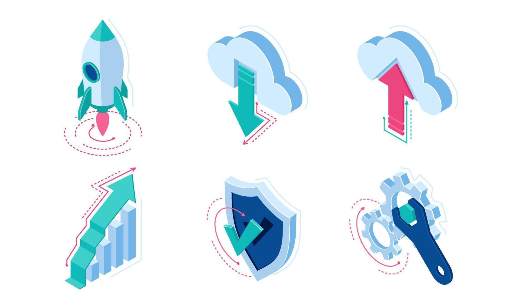 Isometric icons infographics elements for web site vector