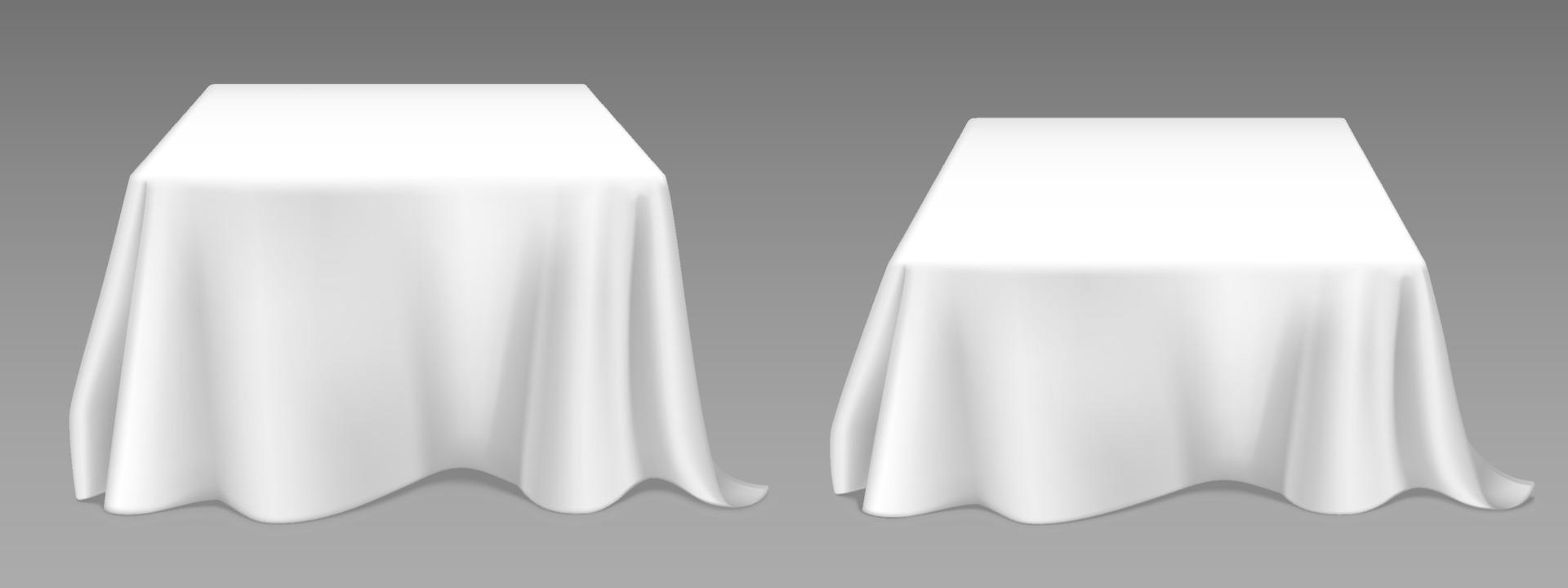 Vector realistic white tablecloth on tables