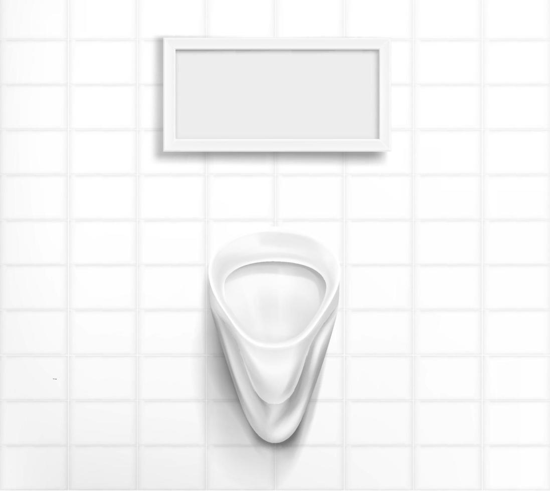 White ceramic urinal and frame in male toilet vector