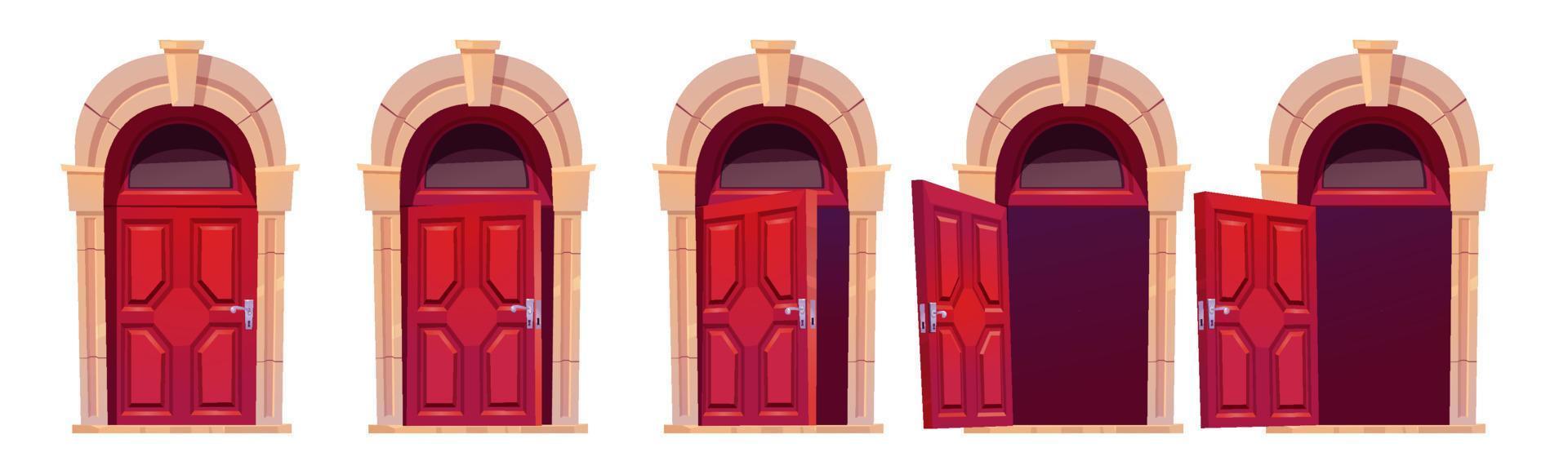 Cartoon door opening motion sequence animation vector