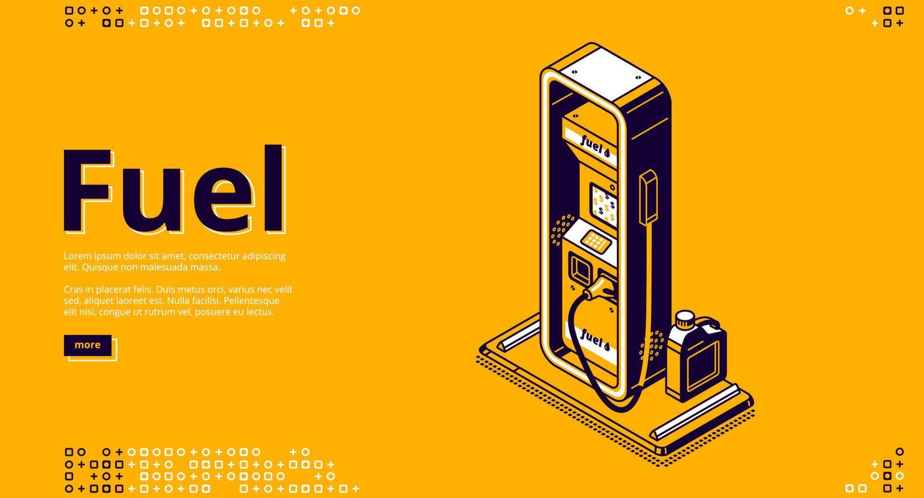 Fuel, petroleum fueling service isometric landing vector