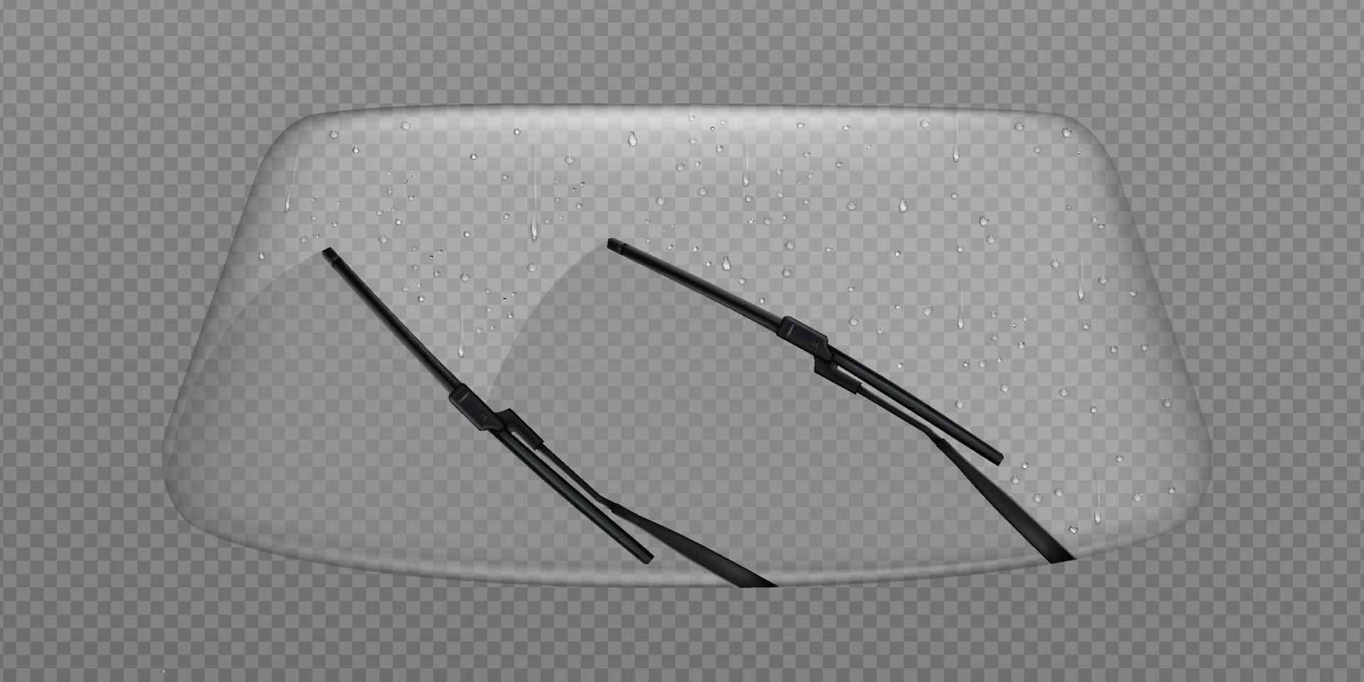 Car wiper clean windscreen, windshield with drops vector