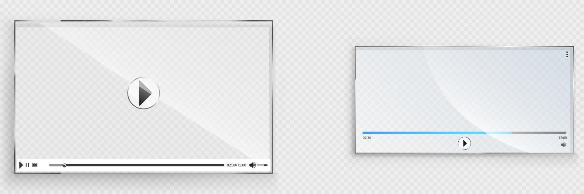Glass video player interface, transparent window vector