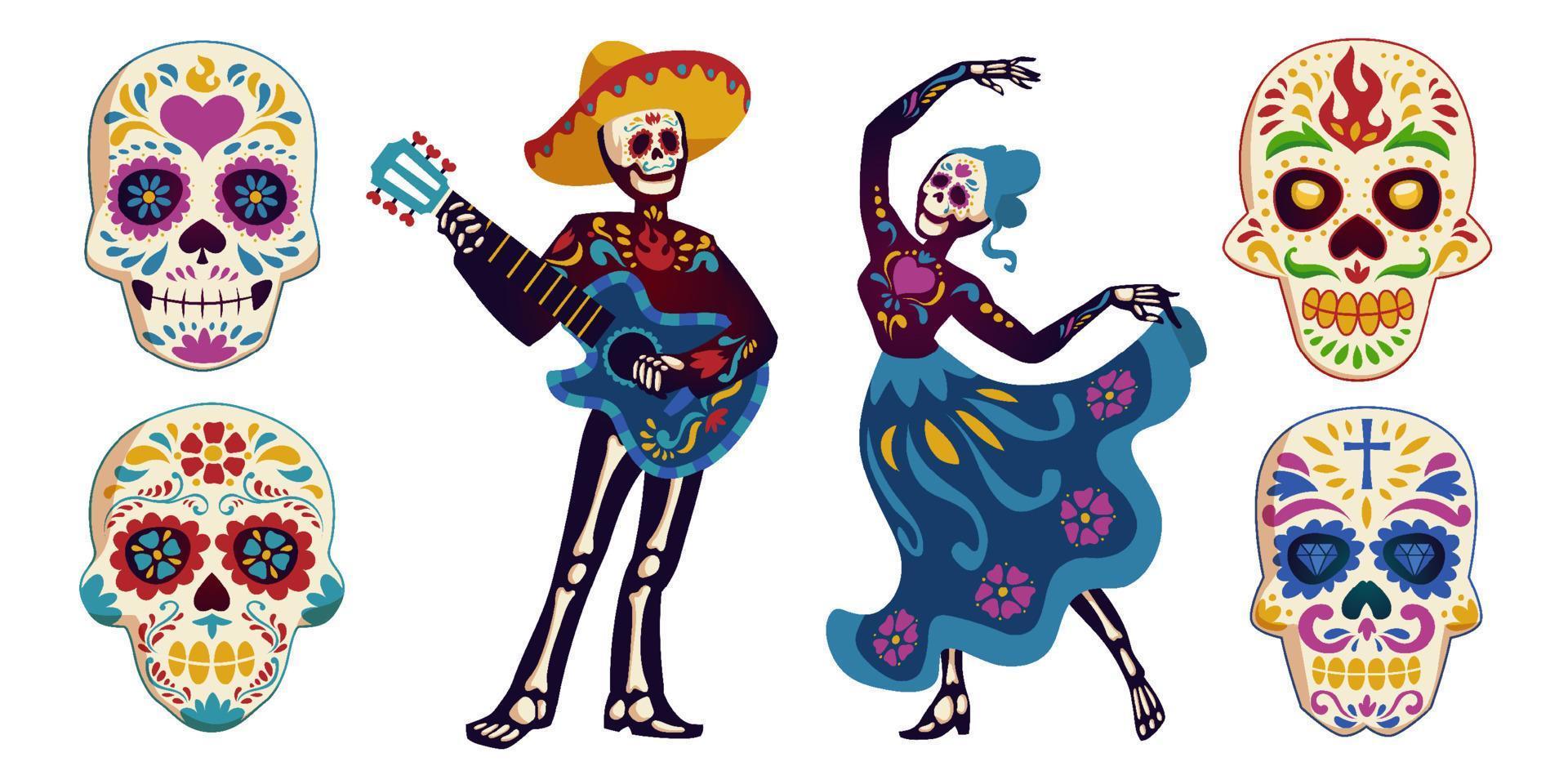 Day of the dead, Dia de los muertos characters vector