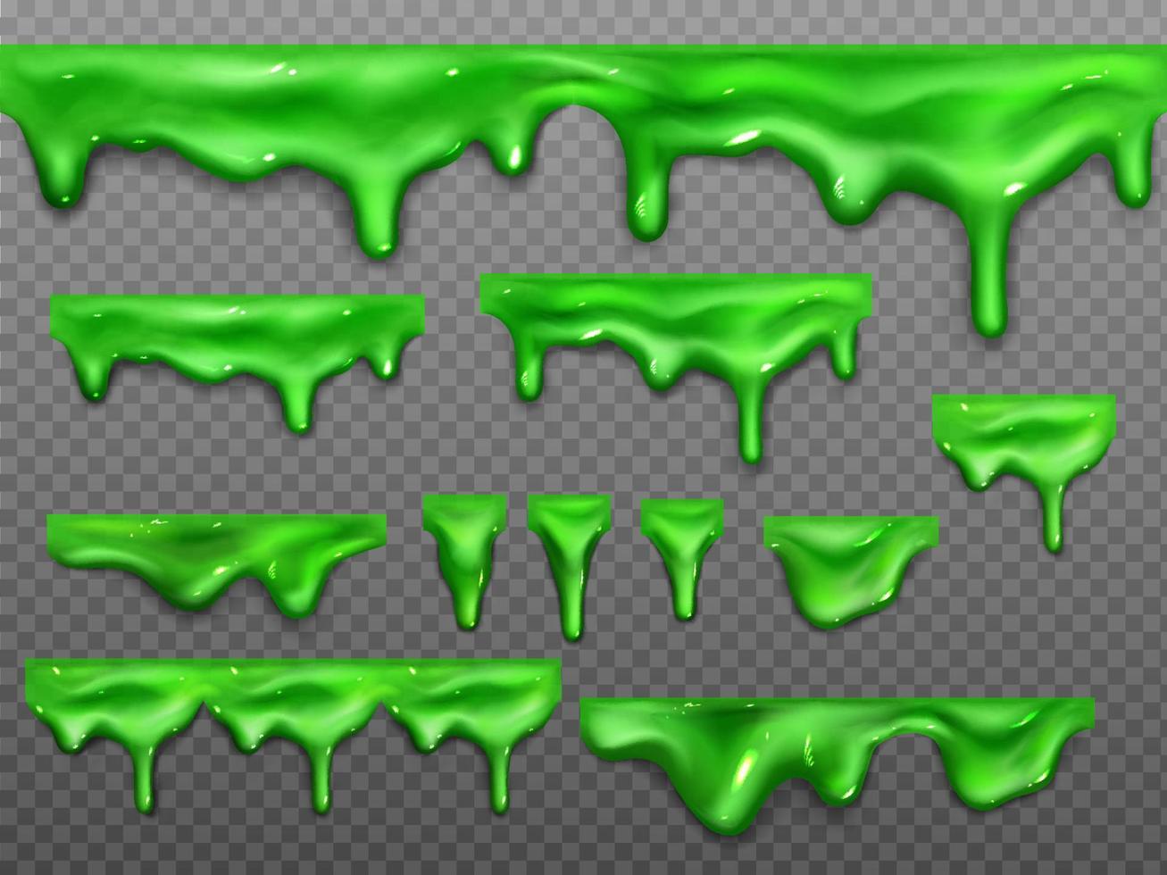 Dripping slime, green goo Halloween ooze, mucus vector