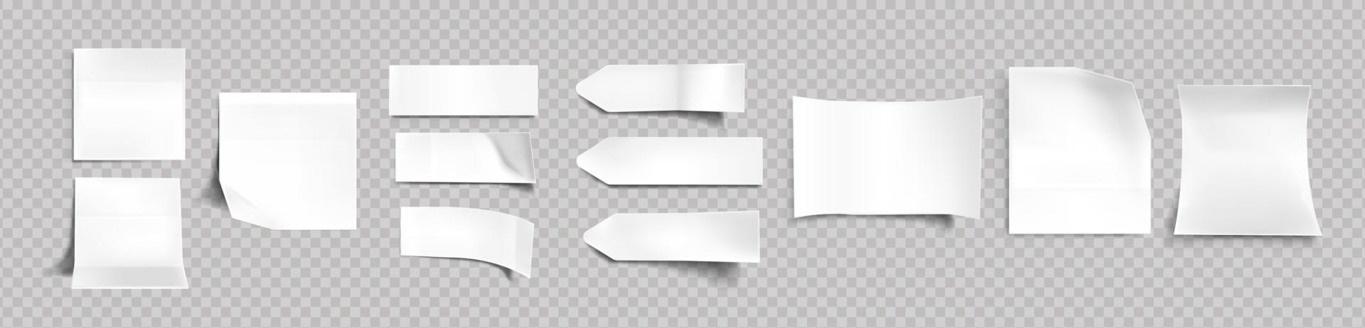 White stickers of different shapes with shadow vector