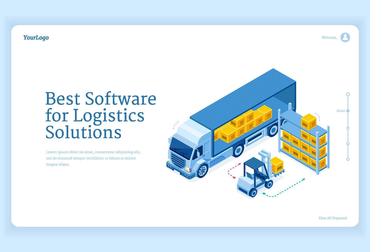 Software for logistics solutions isometric landing vector