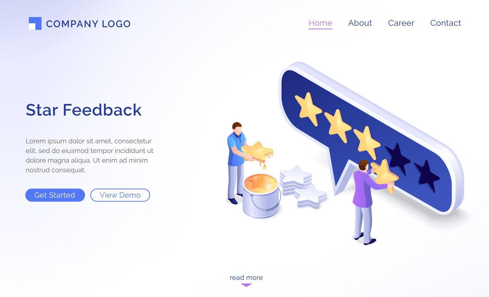 Landing page of star feedback model vector