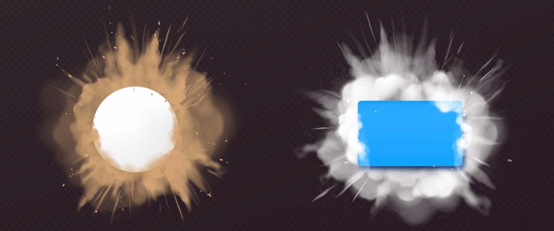explosión de polvo y polvo vectorial con banner vector