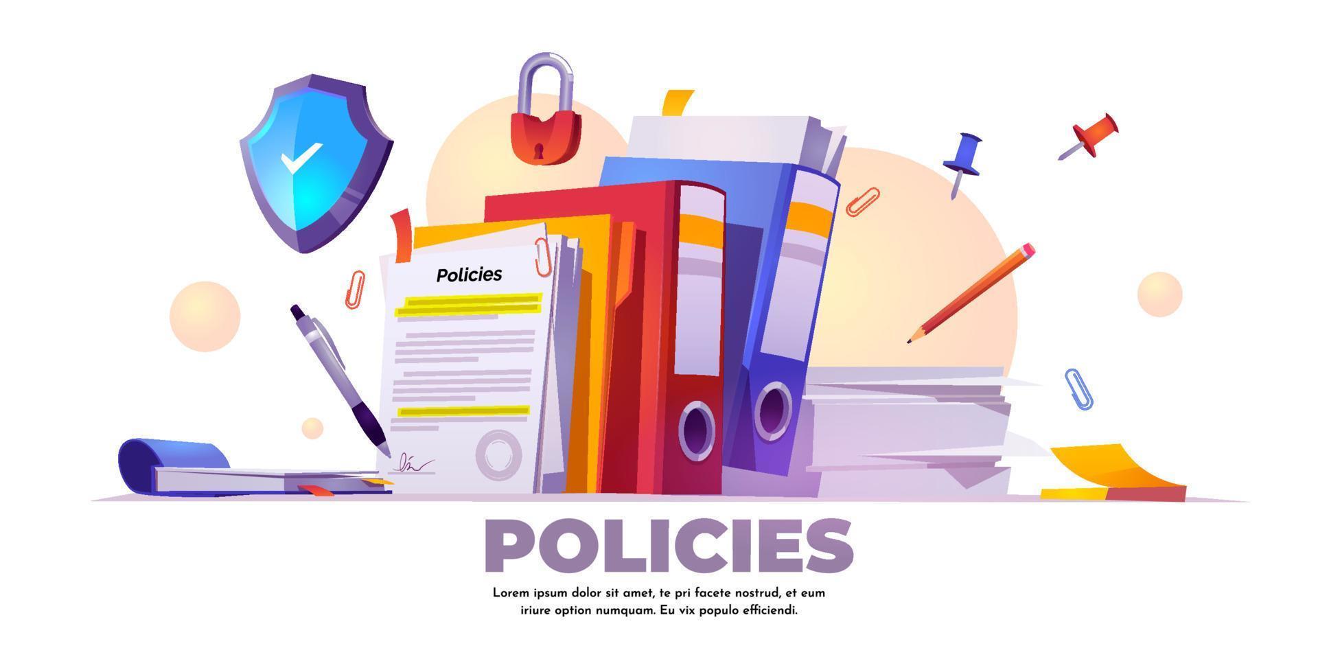 banner de políticas, reglas y acuerdos vector