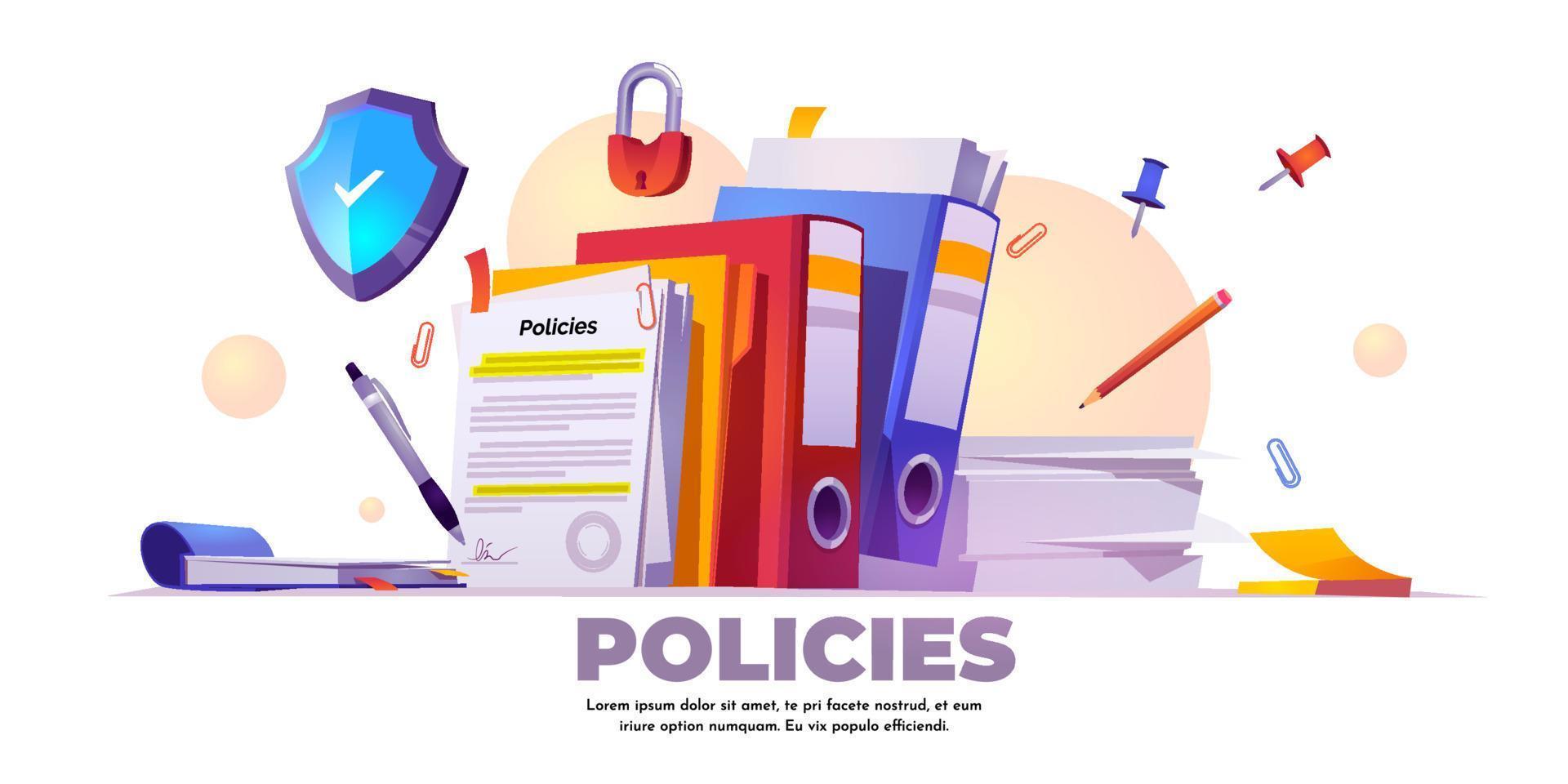 Banner of policies, rules and agreement vector