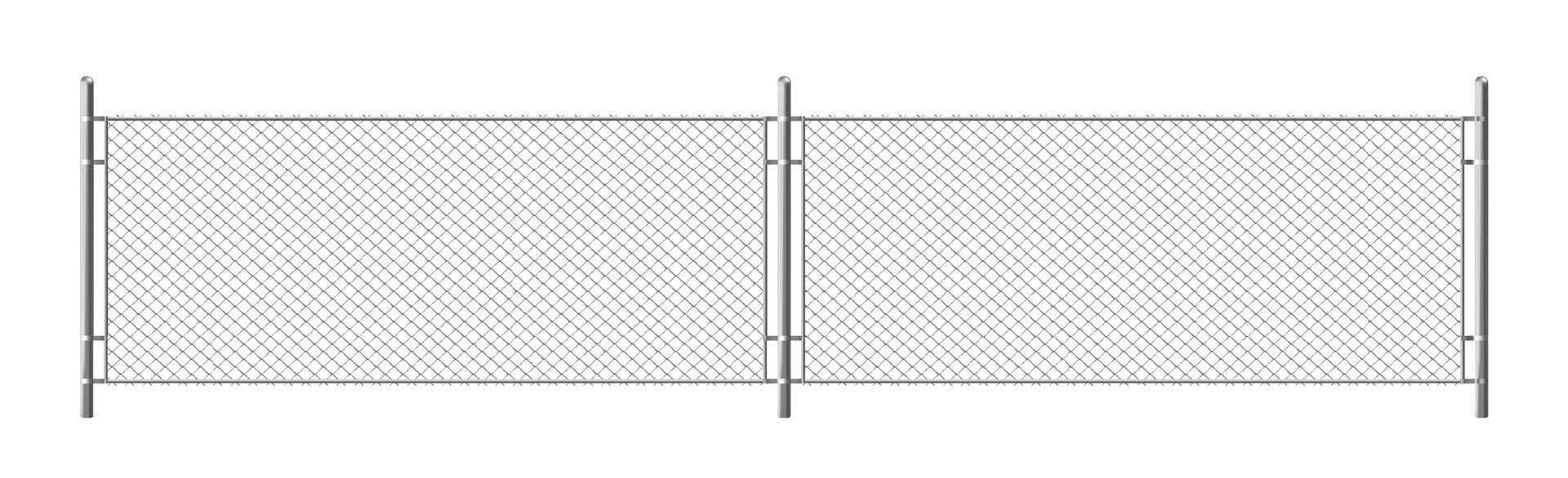 Metal chain link fence, segment of rabitz grid vector
