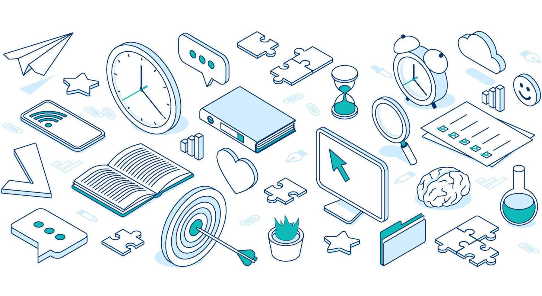 Vector set of business isometric icons