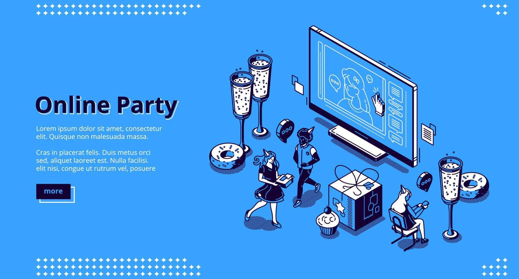 Vector landing page for online party concept