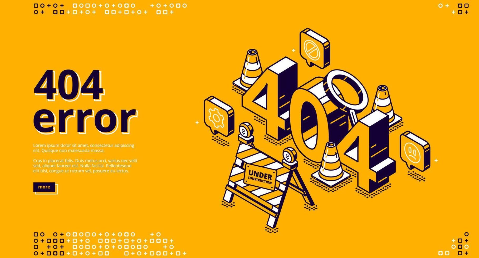 404 error isometric landing banner warning message vector